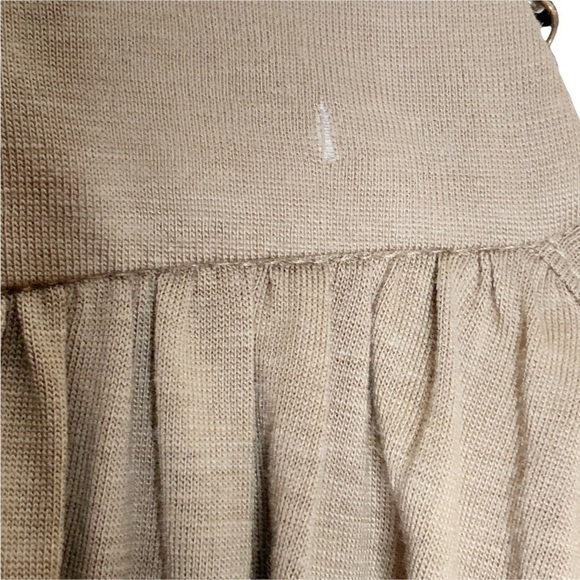 LIGHT brown shift dress with cold shoulders. Short sleeves.V neck. 100% Tencel - Picture 6 of 9